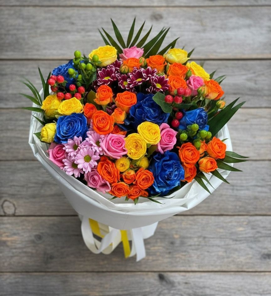 Букет цветов из: Розы и Хризантемы в Краснооктябрьский