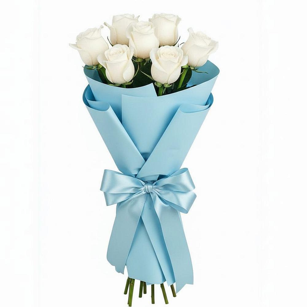 Букет 7 белых роз Проуд в Краснооктябрьский