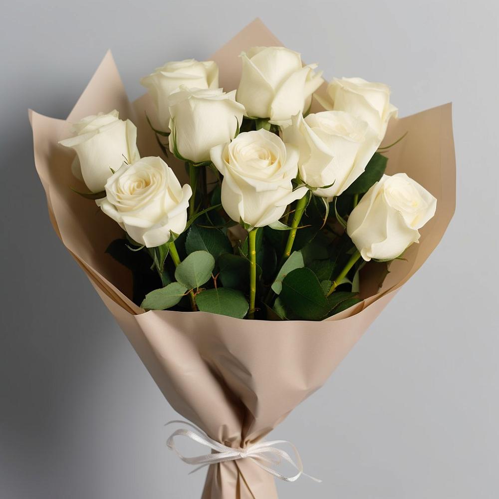 Букет 9 Белых роз Эдлесс Лав в Краснооктябрьский