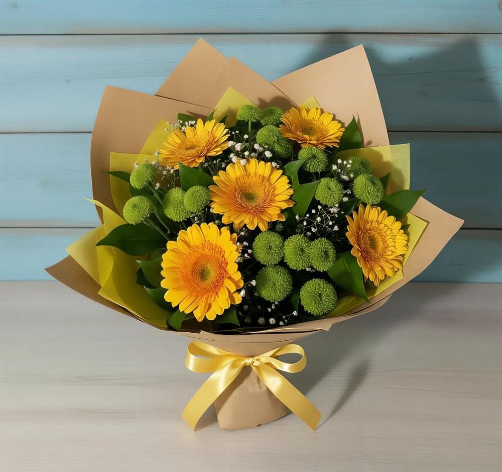 Букет цветов из: Герберы и Хризантемы в Краснооктябрьский