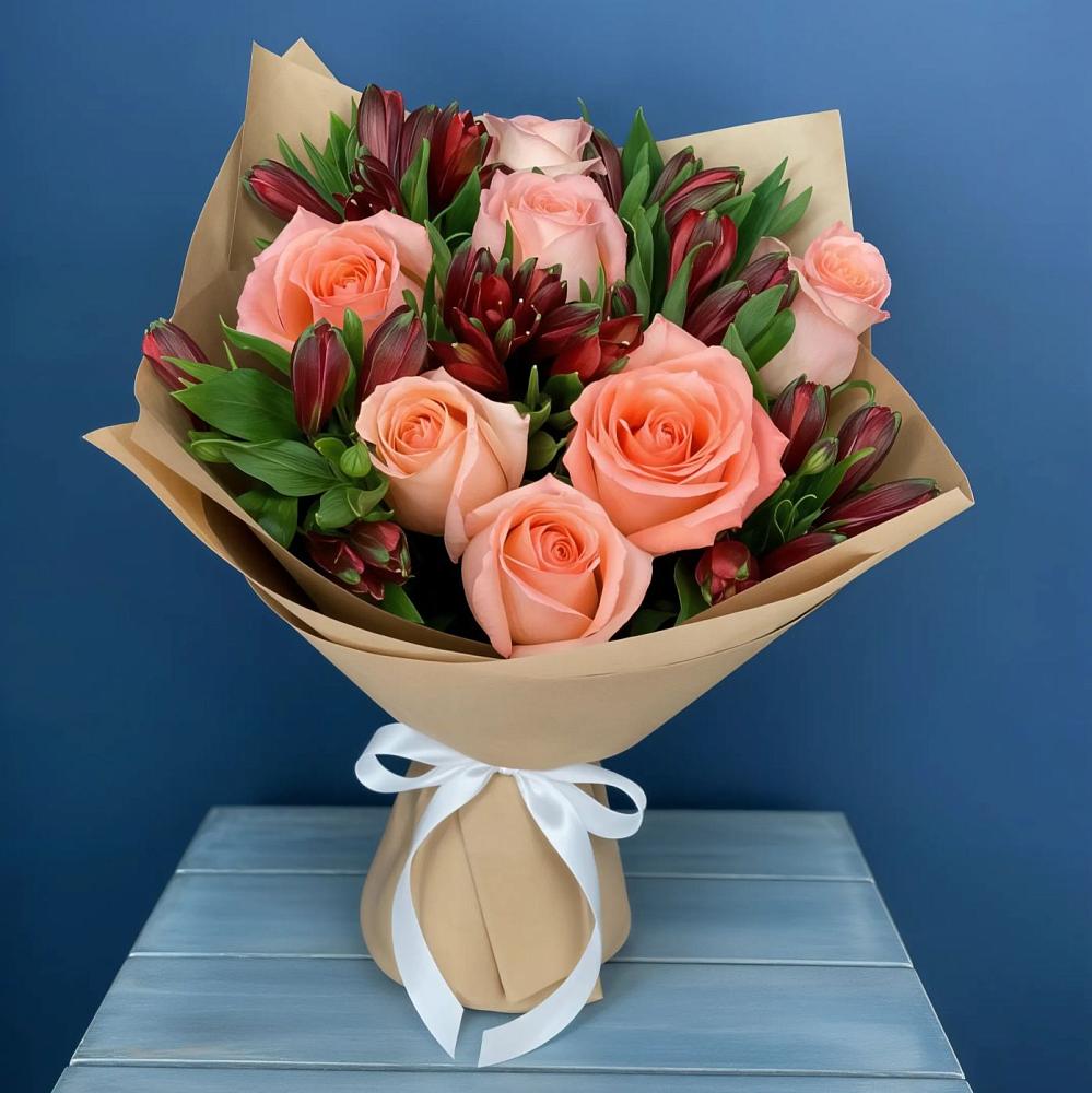 Букет цветов из: Розы и Альстромерии в Краснооктябрьский