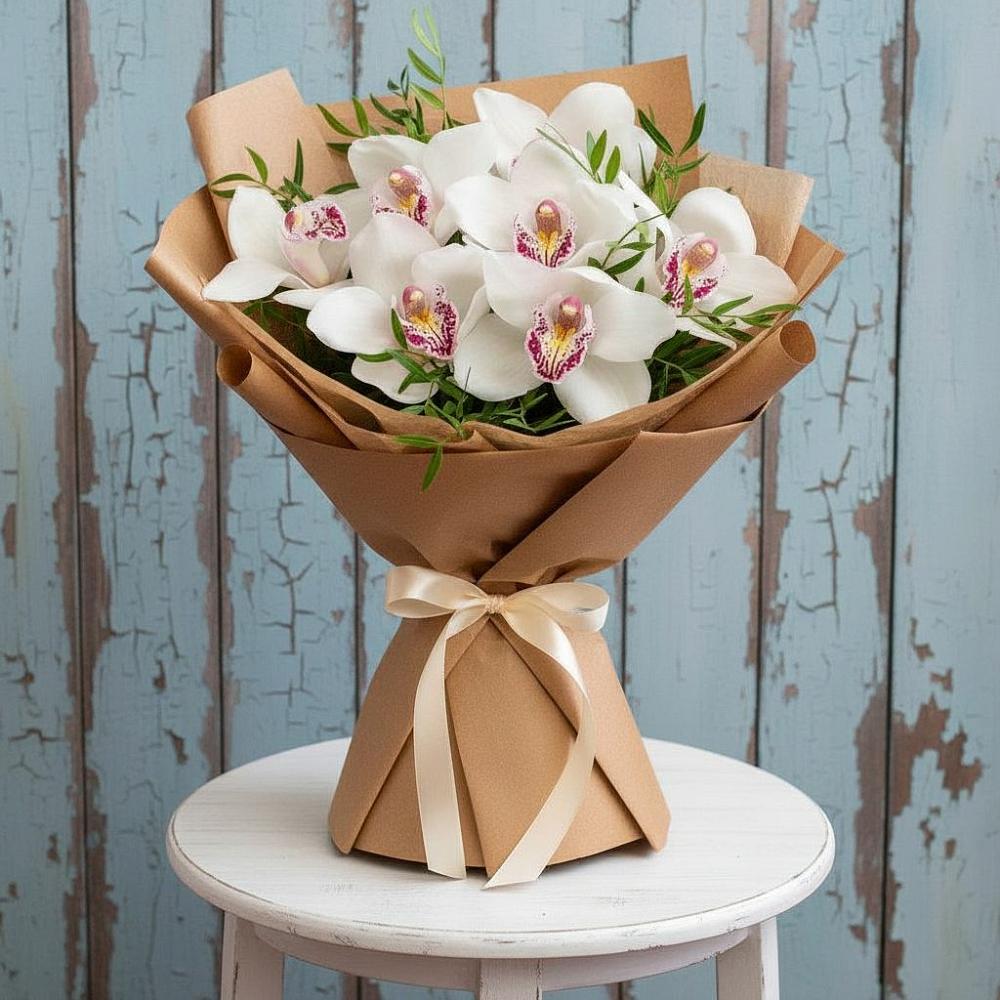 Букет цветов из: Орхидеи и Розы в Краснооктябрьский