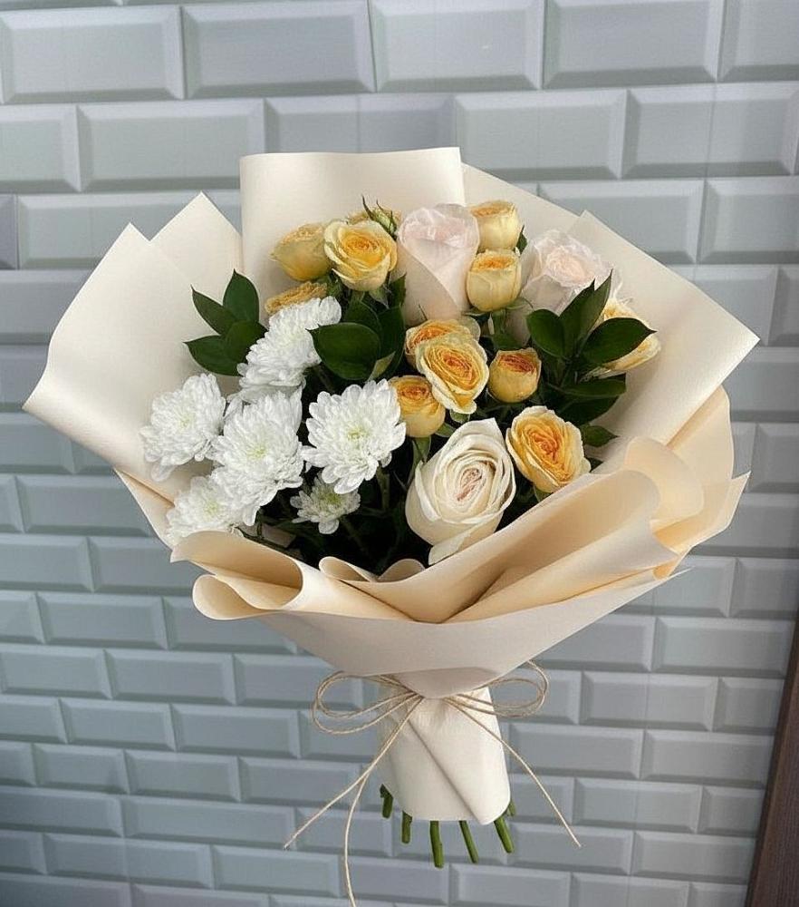 Букет цветов из: Розы и Хризантемы в Краснооктябрьский