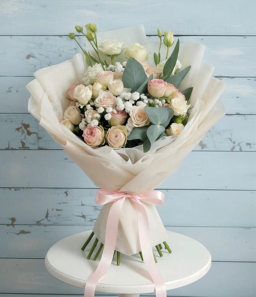 Букет цветов из: Розы и Лизиантусы в Краснооктябрьский