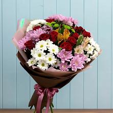 Букет цветов из:  Розы, Хризантемы и Альстромерии в Краснооктябрьский