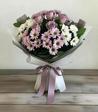 Букет цветов из:  Хризантемы и Розы в Краснооктябрьский