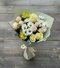 Букет цветов из:  Альстромерии, Розы и Хризантемы в Краснооктябрьский