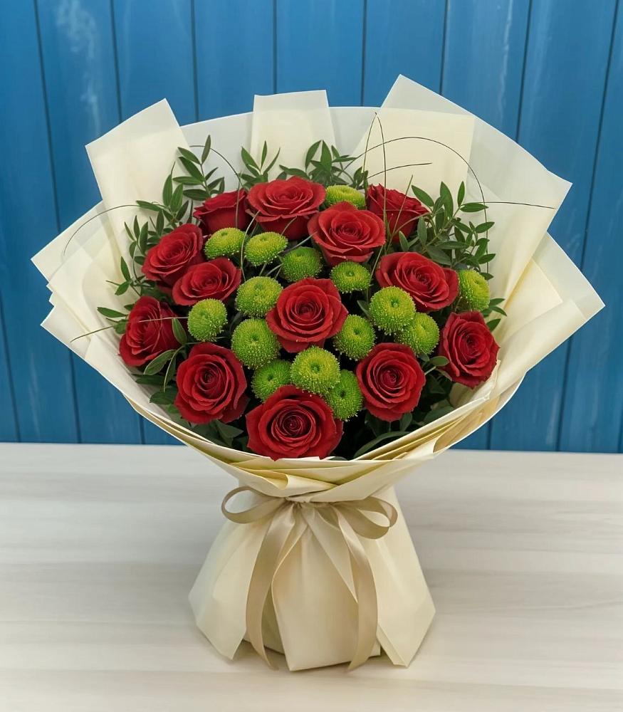 Букет цветов из: Розы и Хризантемы в Краснооктябрьский